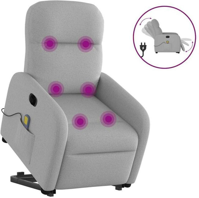Vidaxl Massagesessel mit elektrischer Aufstehhilfe in Grau aus Stoff und Metall - Bild 1