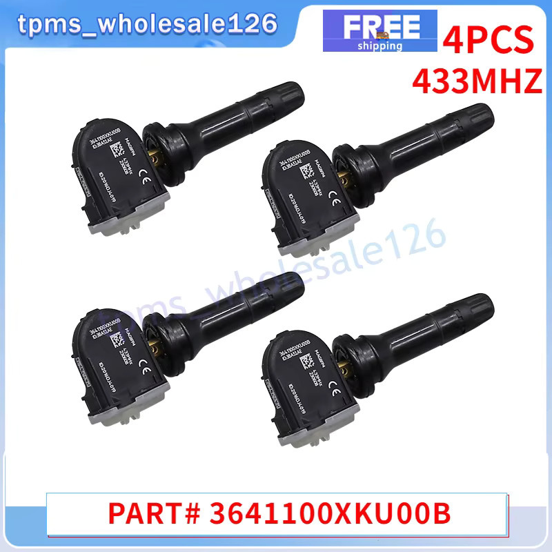 GANGLE Reifendrucksensor Set 4 Stück für Great Wall Wingle 5, 7, Haval H2, H5 Classic, H6 Coupe und H7L (2018-2020), 433MHz, Schwarz - Bild 2