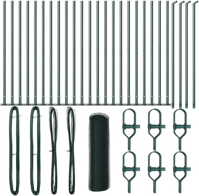vidaXL Zaunpfosten aus Stahl und PVC in Grün, Höhe: 50 cm, Durchmesser: 2,5 cm - Bild 1