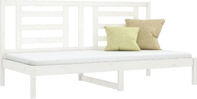 vidaXL Tagesbett aus massivem Kiefernholz in Weiß mit rustikaler Optik, B/T/H: 80 x 200 cm - Bild 1