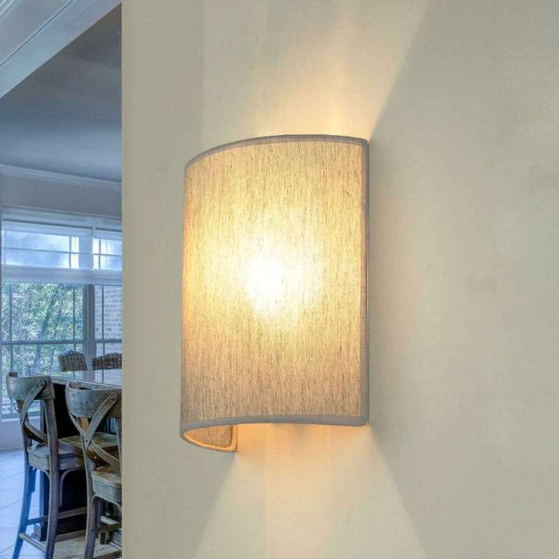 Moderne Loft Wandleuchte Alice mit halbrundem Stoffschirm in Grau und E27 Fassung - Bild 1