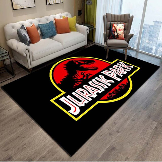 UQIDEHOME Jurassic Park Dinosaurier Bereichsteppich, rutschfeste und waschbare Bodenmatte für Kinderzimmer, Wohnzimmer oder Schlafzimmer, B/B/H: 80 x 50 cm - Bild 1