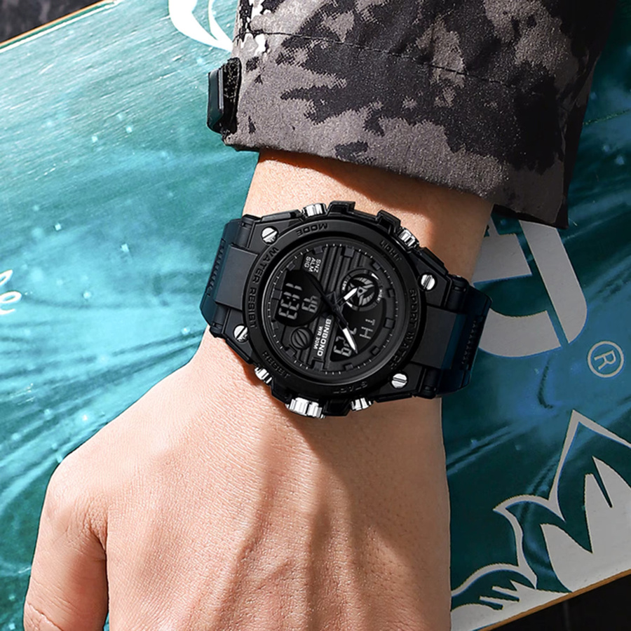 BINBOND Chronograph, Quarz, Schwarz, Silikon, Herren - Bild 4