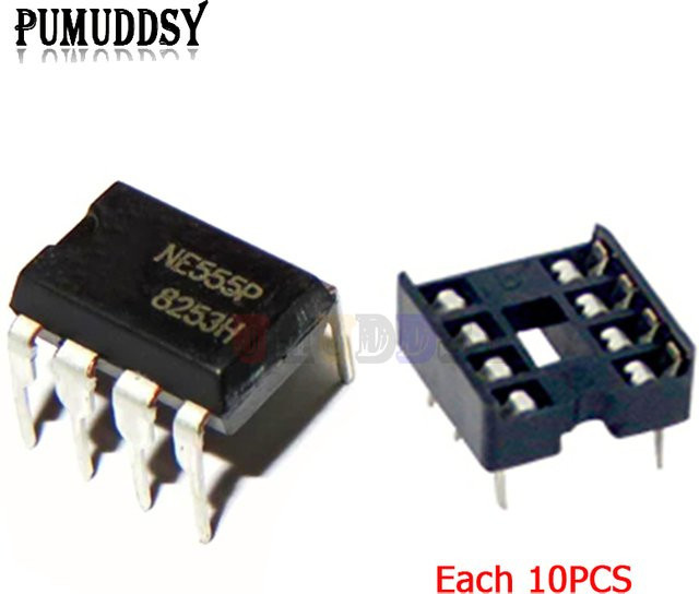 PUMUDDSY NE555P Timer-Oszillator-Chip mit 8-poligen DIP-Sockeln, 20 Stück, Schwarz - Bild 1