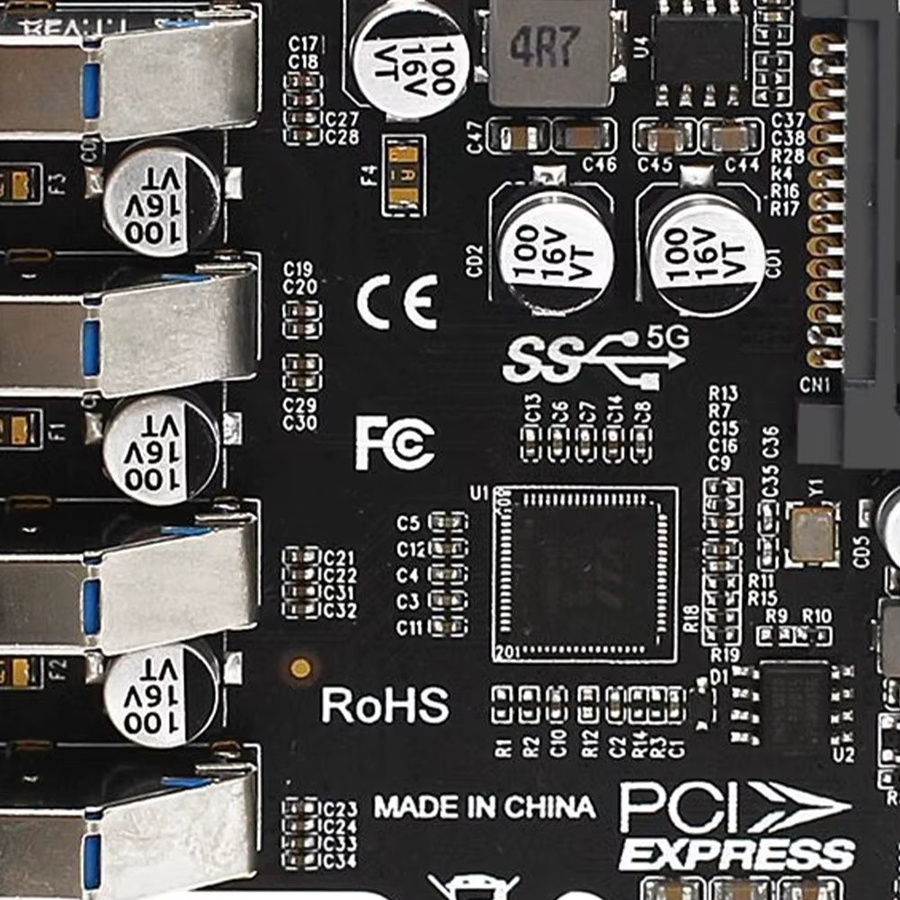 VODOOL PCIe USB 3.0 Erweiterungskarte mit 4 Ports, USB Expansion Card in Schwarz - Bild 4