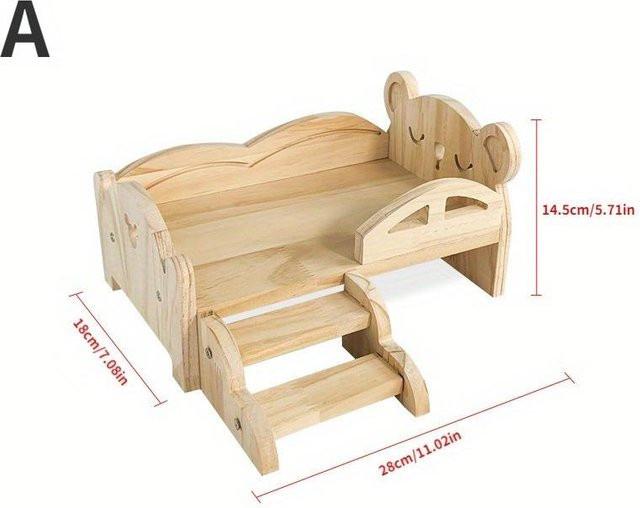 Yangzij Massivholz Kaninchenbett in Beige mit erhöhtem Boden für kleine und mittelgroße Haustiere - Bild 1
