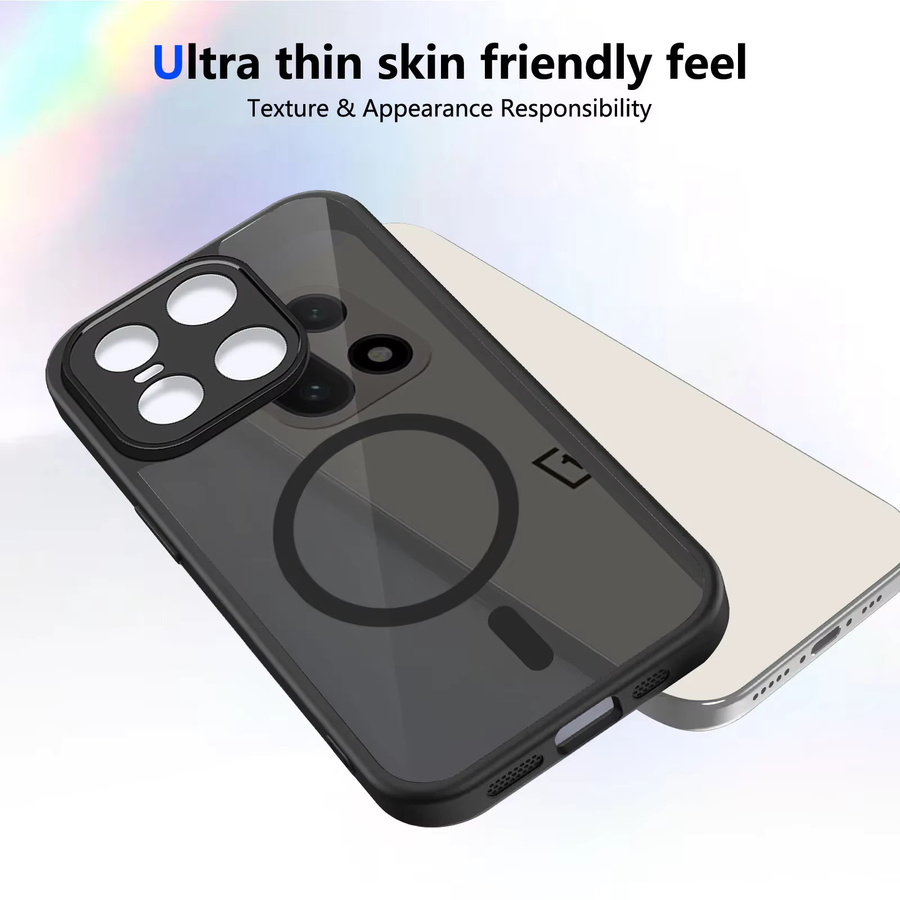 Mattierte transparente Schutzhülle für OnePlus 15R 15 13R 13T 13S 13 mit MagSafe Funktion und stoßfestem Design in Schwarz - Bild 2
