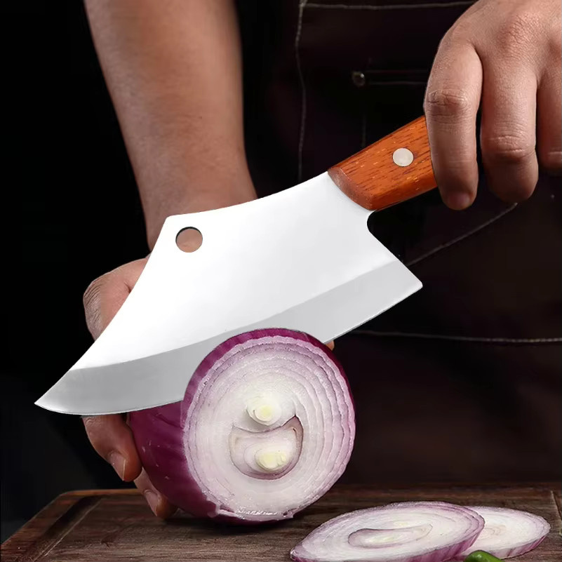 GuanQi Fleischmesser Cleaver aus Holz mit silberner Klinge für Küche, Fisch und BBQ - Bild 4