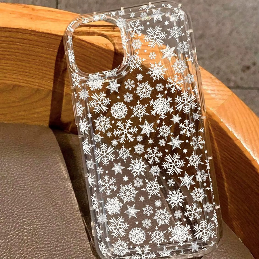 Transparente TPU Handyhülle mit weißem bunten Schneeflockenmuster für iPhone 11 bis iPhone 17 Pro Max Serie - Bild 2