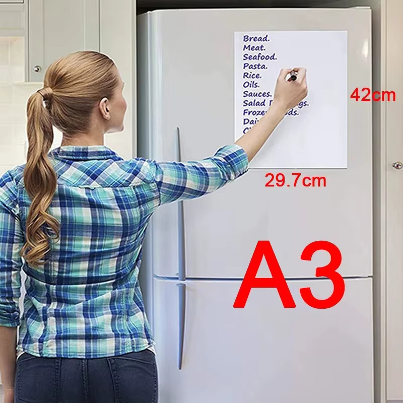 Magnetisches Whiteboard A3 in Weiß, trocken abwischbare Memo-Nachrichtentafel als flexibler Kühlschrankaufkleber für Büro und Zuhause - Bild 2