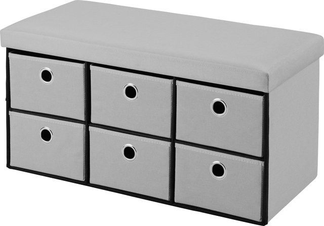 LIVARNO Sitzbank faltbar mit 6 Fächern, Hellgrau, B/T/H: 76 x 38 x 38 cm - Bild 1