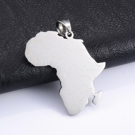 YULIN Halskette mit Anhänger Afrikanische Karte, Edelstahl, Silber, Unisex
