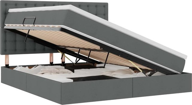 vidaXL Bett mit Stauraum und LED-Unterbettbeleuchtung in Dunkelgrau, B/T/H: 160 x 200 x 128 cm - Bild 1