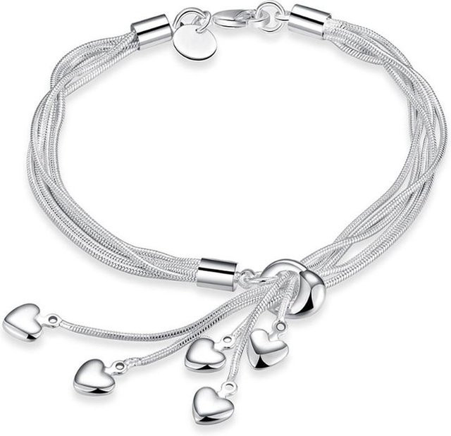 Allbestart Armband, 925 Silber, Quaste Herz Charme, Weiß, Damen - Bild 1