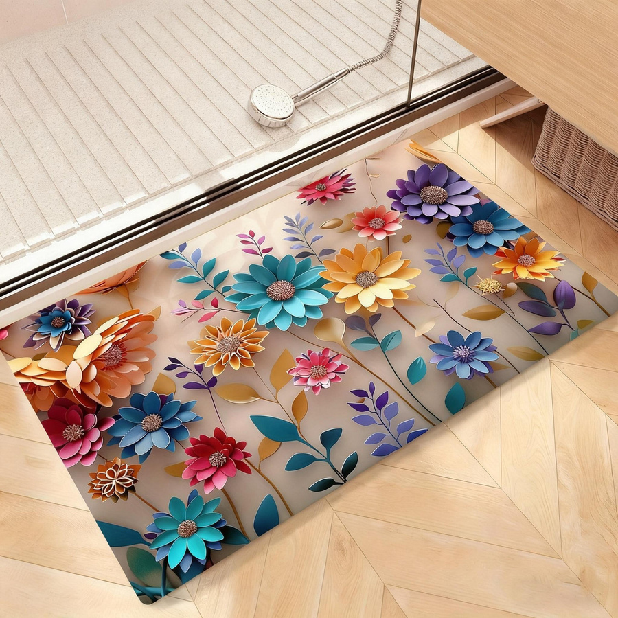 Warm Magpie Home Badematte mit Blumenmuster, schnelltrocknend und rutschfest, B/B: 80 x 120 cm, Multicolour - Bild 1