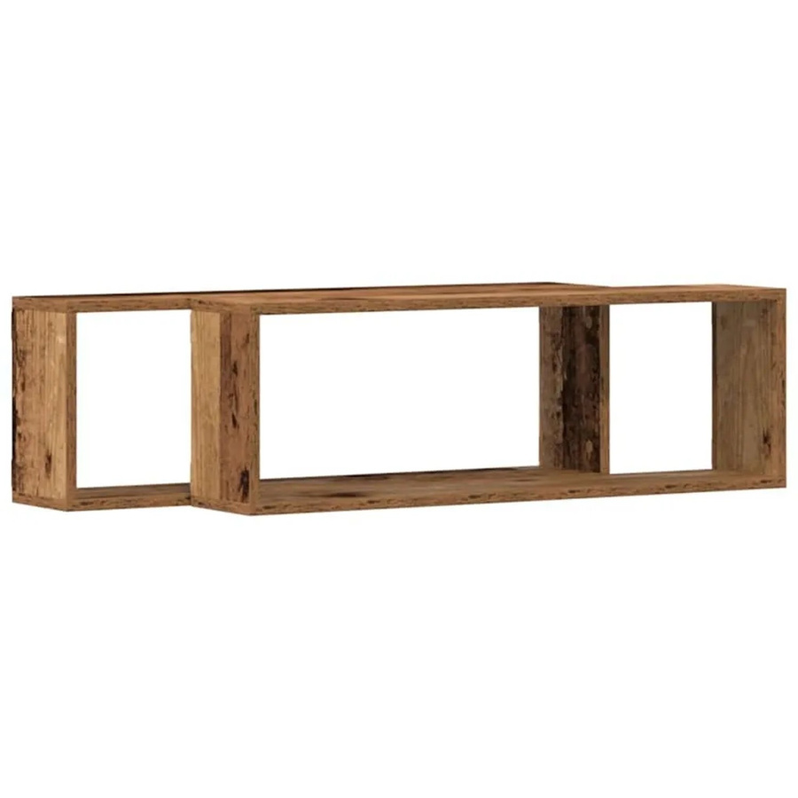 vidaXL Wandregale 2er Set aus Holzwerkstoff in Altholz-Optik, Farbe Braun, B/T/H: 80 x 15 x 26 cm - Bild 2