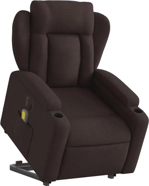vidaXL Elektrischer Massagesessel mit Aufstehhilfe in Dunkelbraun aus Stoff - Bild 1