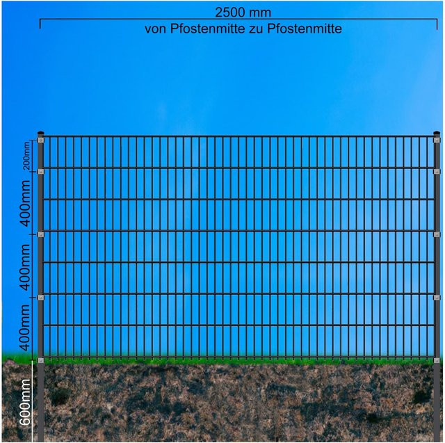 Fa-Bausysteme Doppelstabzaun Moosgrün 8-6-8 Höhe: 143 cm, Länge: 20 m - Bild 1