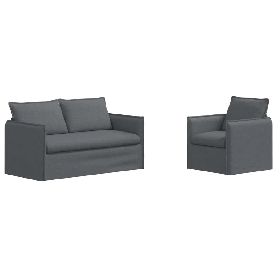 vidaXL Sofa 2-teilig Dunkelgrau mit Stoffbezug und Metallrahmen B/T/H: 156 x 82 x 85 cm und 75 x 82 x 85 cm - Bild 2