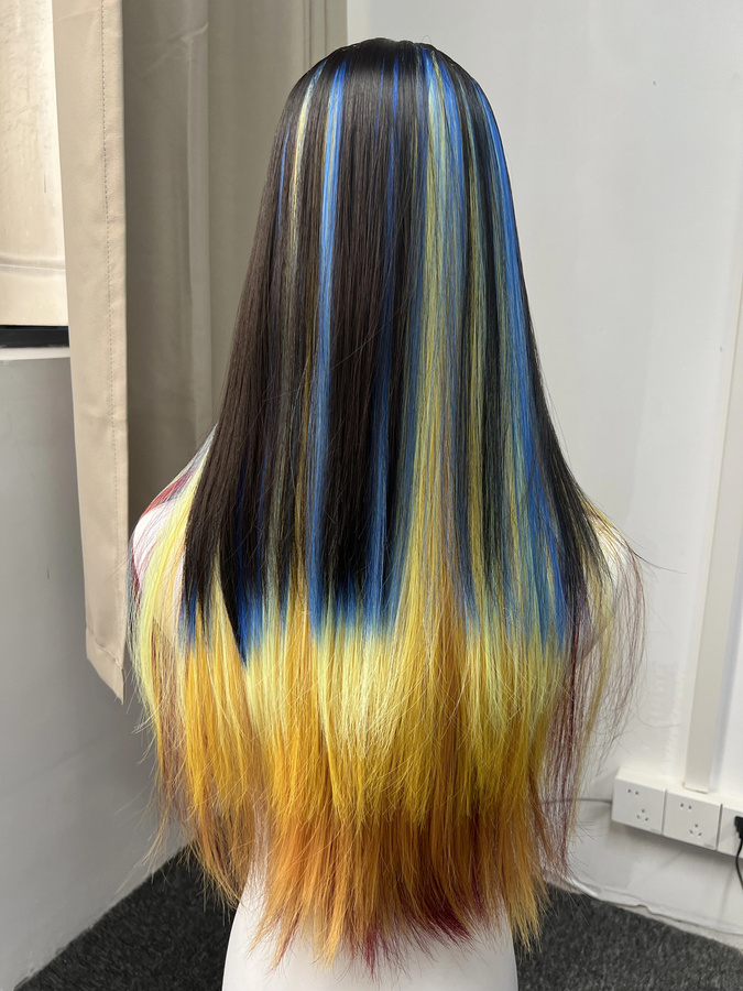 Ashely Ombre Highlight-Perücke, schwarz, synthetisch, Damen - Bild 2