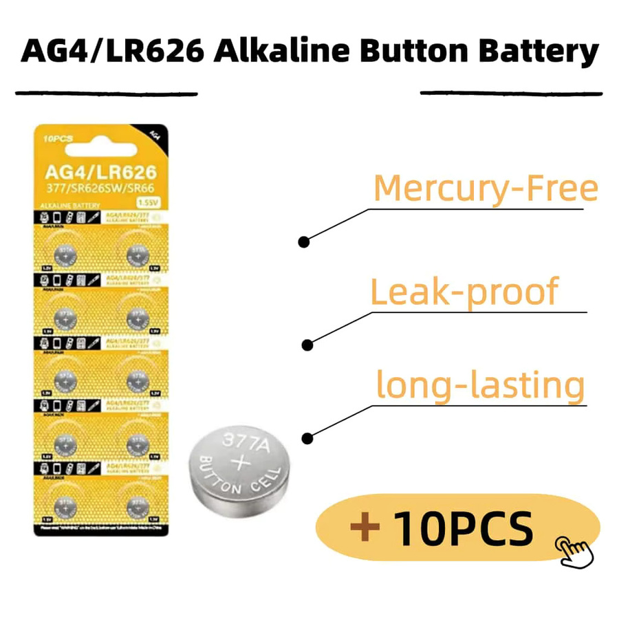 SCRCEO AG4 LR626 1,5V Alkaline-Knopfzellen in Silber für Uhren und Kleingeräte - Bild 2