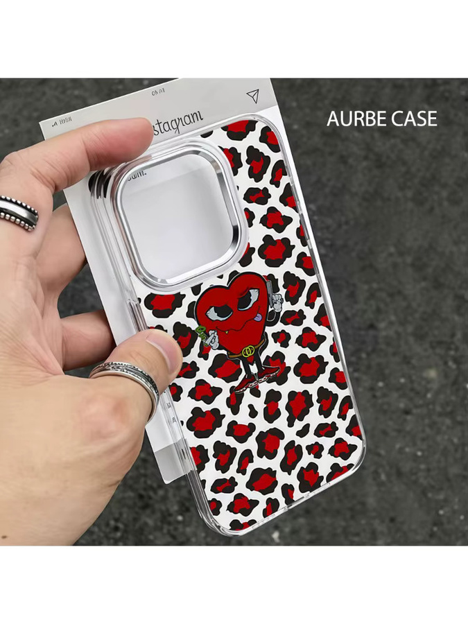 Aurbe Handyhülle Transparent mit silbernem Linsenrahmen für iPhone 17 16 15 14 13 12 Pro Max 16E Amor Love Mafia Design - Bild 4