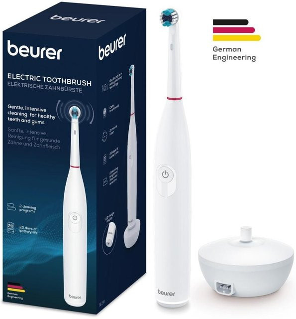 Beurer Elektrische Zahnbürste TB 30 X in Weiß mit 4 Clean Bürstenköpfen - Bild 1