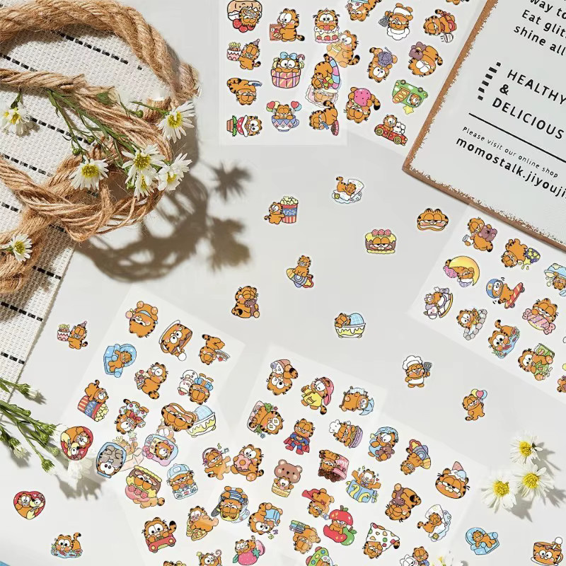100 Stück Garfield Aufkleber, wasserfeste transparente PET-Cartoon-Sticker in Multicolour für DIY-Dekorationen, Notizbücher und Gepäck - Bild 2