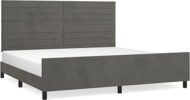 vidaXL Bettgestell mit Kopfteil aus Samt in Dunkelgrau, B/T/H: 200 x 118 x 206 cm - Bild 1