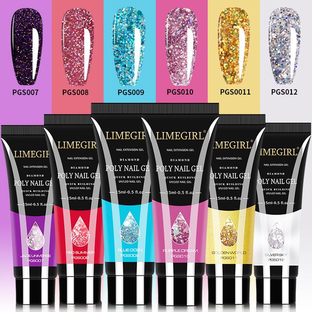 Limegirl Poly Nagel Gel Set, Transparent Braun, 6/8 Stück - Bild 1