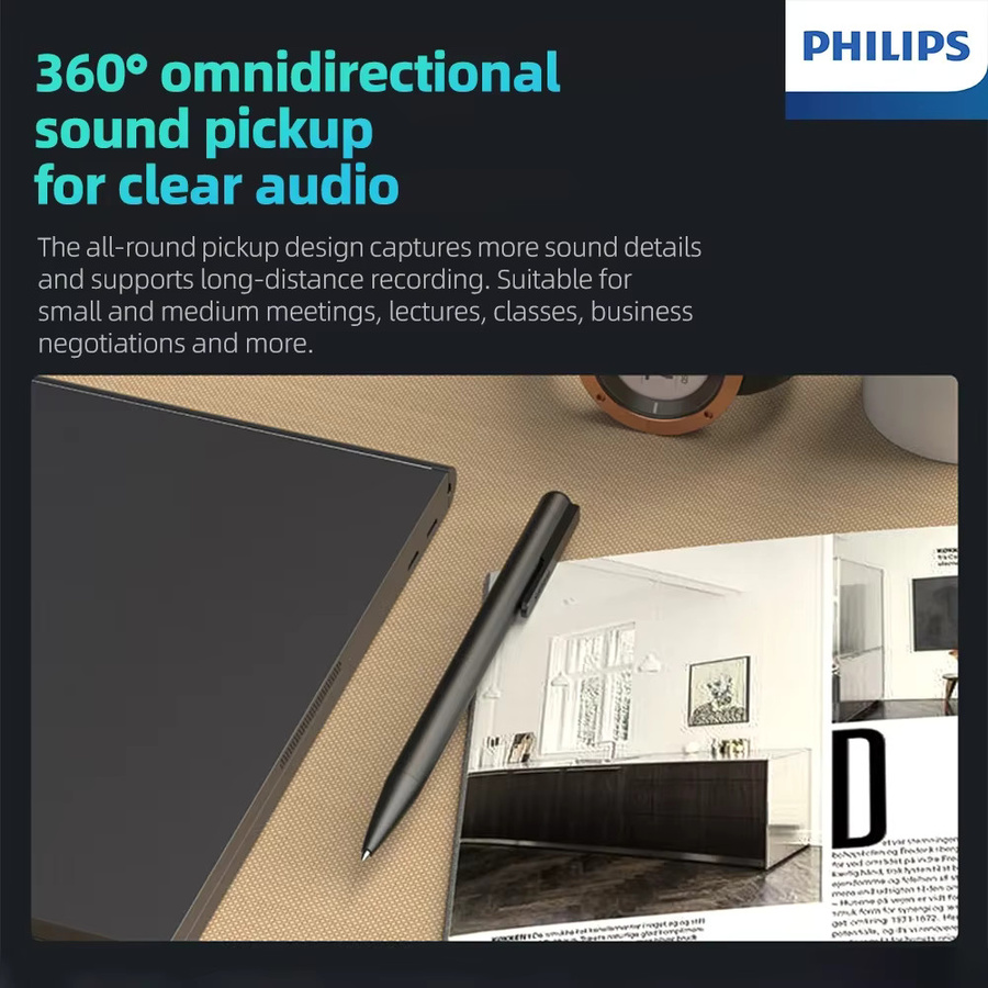 Philips VTR5910 Tragbarer Digitaler Sprachrekorder in Schwarz mit Austauschbarem Akku und Ein-Klick-Aufnahme - Bild 3