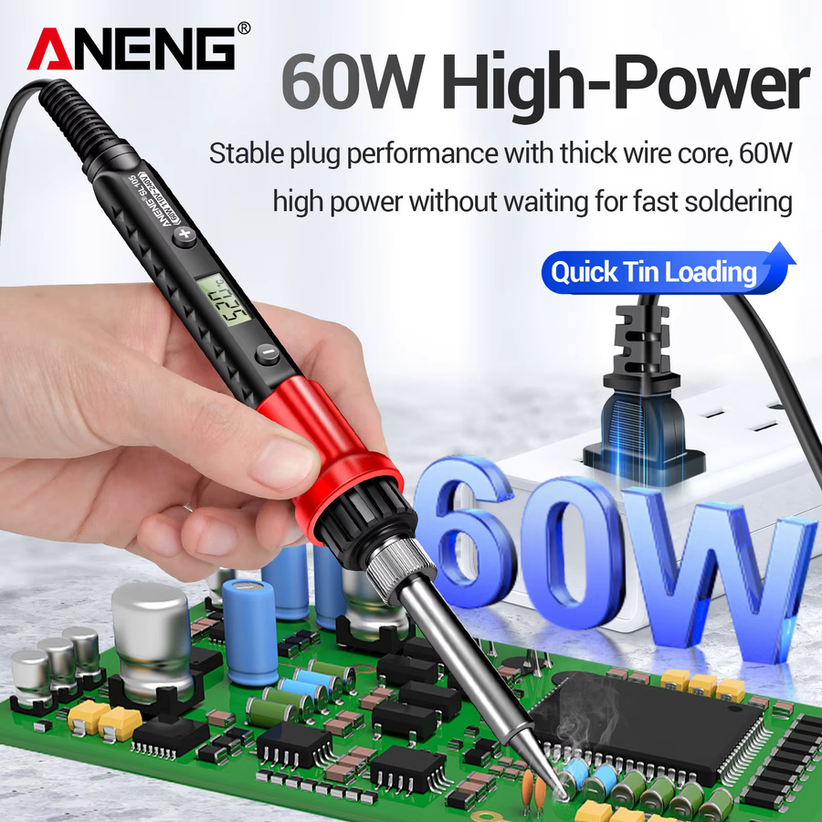 ANENG SL105 Digitaler Lötkolben mit 60W Leistung und einstellbarer Temperatur 180 bis 520 Grad Celsius in Rot - Bild 3