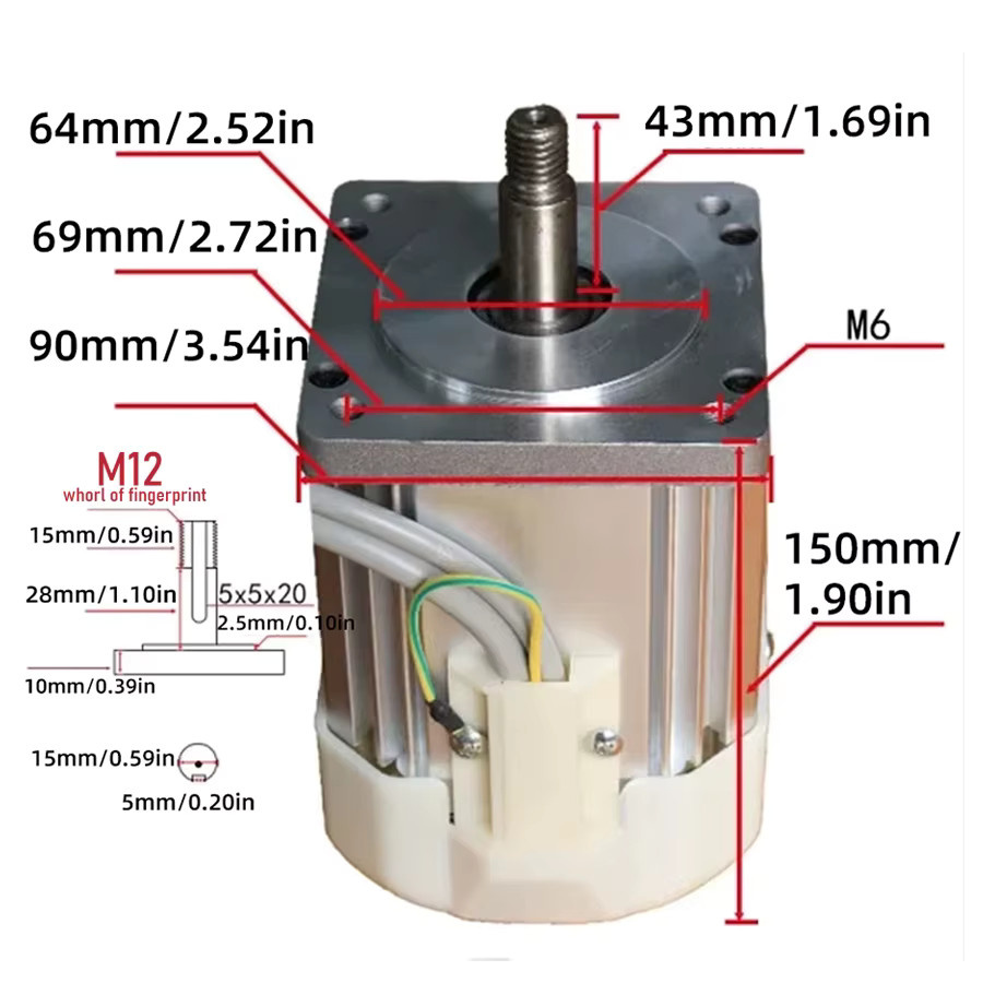 Bürstenloser Servomotor-Kit mit digitalem Drehzahlregler, Vollkupfer-Servomotor mit hohem Drehmoment für Industrieanlagen, 550W-2200W - Bild 2