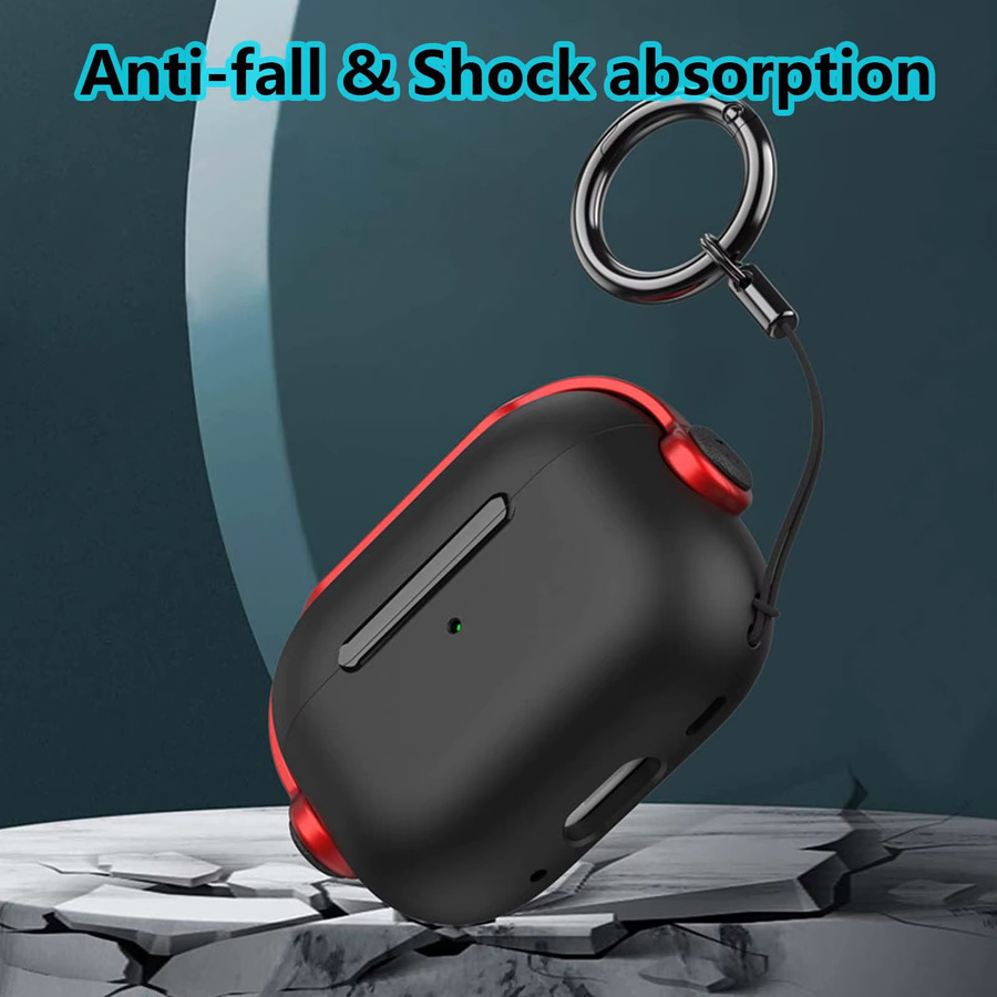Stoßfeste Armor TPU Schutzhülle für Apple AirPods Pro 2, Pro 3, Pro 1, Pro 2 Gen, AirPods 4, 3, 1 in Schwarz und Orange - Bild 5