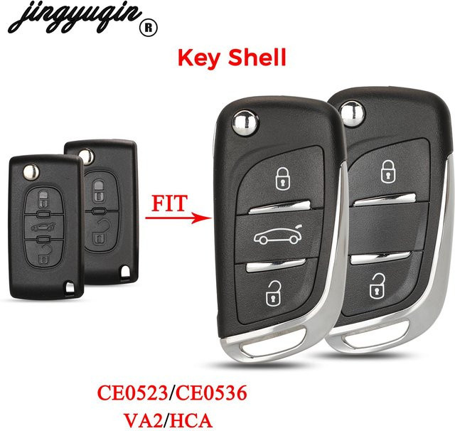 Jingyuqin Klappbares Schlüsselgehäuse Schwarz für Citroen C5 C4 C6 C8 C2 Berlingo Xsara Picasso HCA VA2 Klinge CE0523 CE0536 - Bild 1