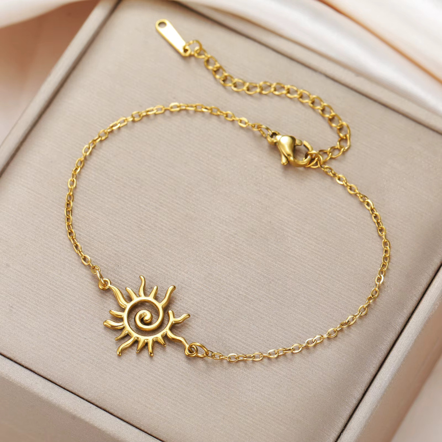 Skyrim Armband, Edelstahl, Gold, Damen, Spirale Sonne Charm - Bild 1