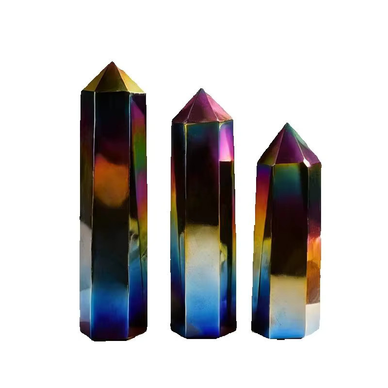 RYCRYSTAL Obsidian Kristallpyramide in Schwarz und Mehrfarbig als Heilstein für Reiki und Heimdekoration - Bild 5