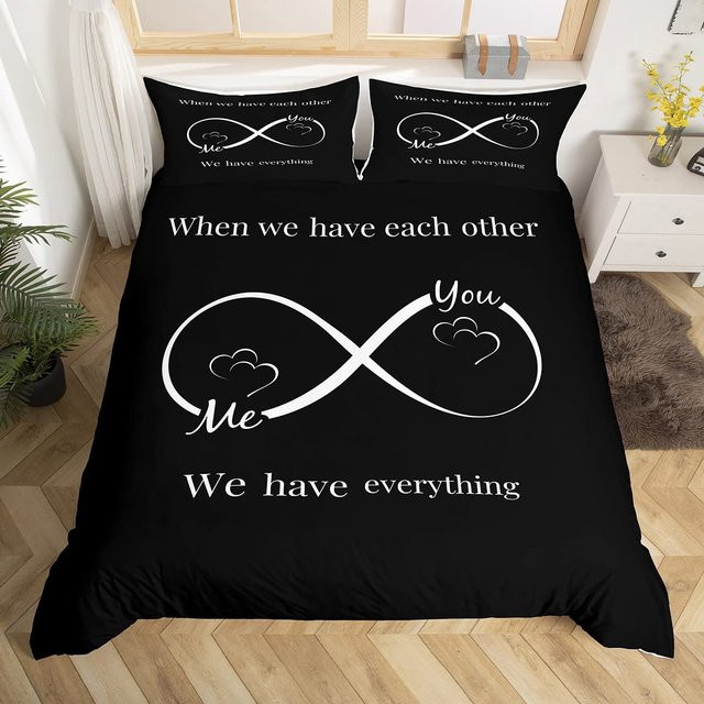 Personalisierte Bettwäsche mit Namen von Lodestar, Set aus Bettbezug und Kissenbezug in Schwarz, B/H: 180 x 210 cm - Bild 1