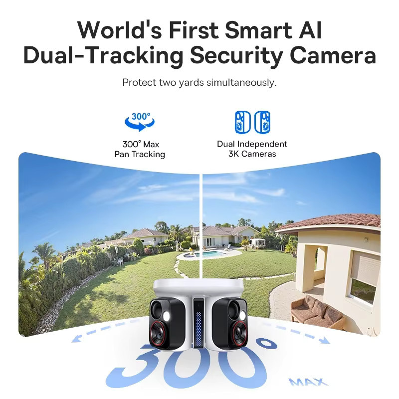 Baseus Security X1 Pro Outdoor Dual-Kamera: Kabellose 3K-Sicherheitskamera mit Solarpanel, Gesichtserkennung und KI-Tracking in Weiß - Bild 3