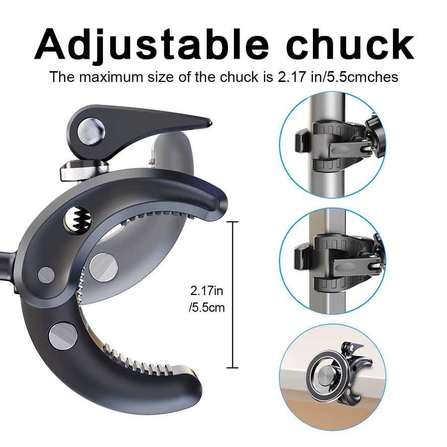 Magnetische Handyhalterung mit Krokodilklemme in Schwarz, 360 Grad drehbar und verstellbar, kompatibel mit iPhone 12-17 und Android - Bild 3