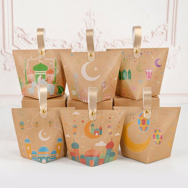 ZQNYCY Ramadan Geschenkboxen für EID Mubarak, Mehrfarbige Snack- und Cookie-Verpackung aus Kraftpapier für islamische Feierlichkeiten, 12 oder 24 Stück - Bild 1