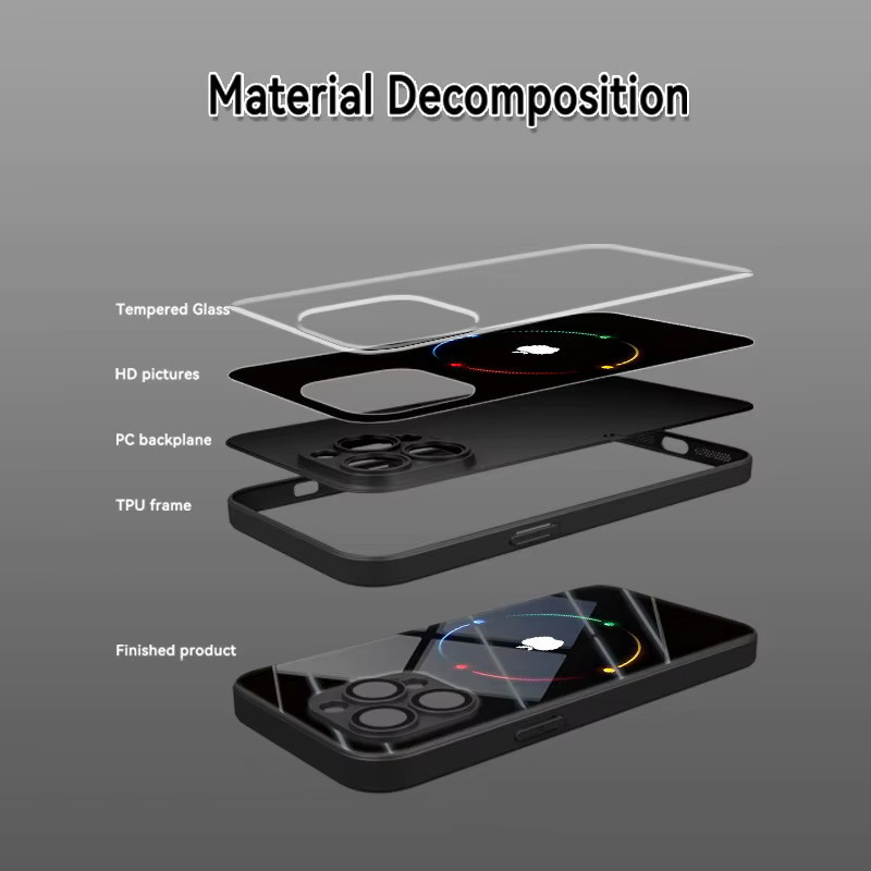 Bunte Halo-Telefonhülle aus gehärtetem Glas für Apple iPhone Pro Max, Air, Plus, XR, XS, X - Bild 3