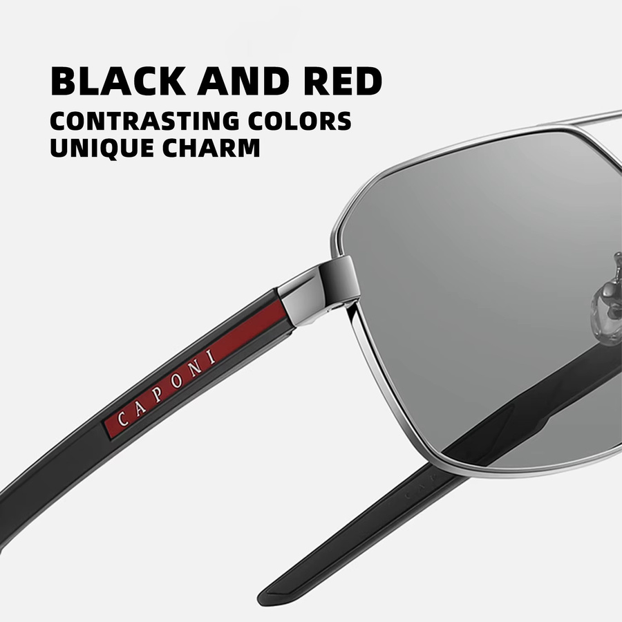 CAPONI BS23818 Sonnenbrille, Herren, Vollrand, Metall, schwarz, polarisiert, photochrom - Bild 2