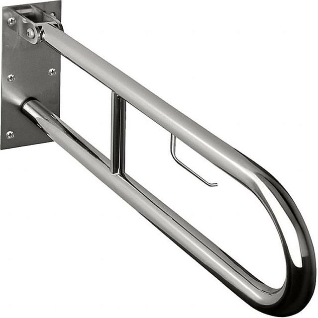 Brillantbad BELP Stützklappgriff in U-Form mit Toilettenpapierhalter aus Edelstahl gebürstet, Farbe Silber, B/T/H: 10,0 x 25,0 x 62,9 cm - Bild 1