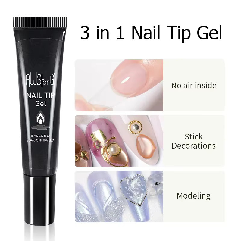 AWStorG Nageltips-Gel, Nude, Transparent, 15g - Bild 2