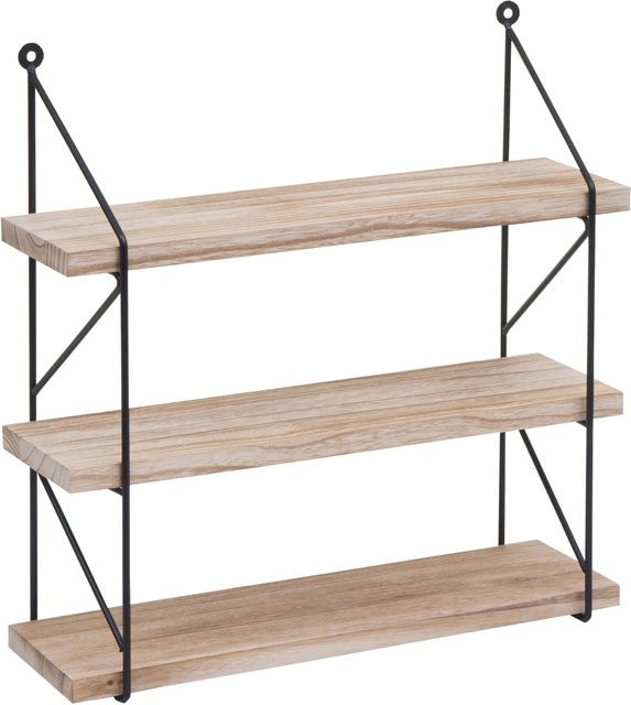 BERLINLODGE Wandregal im Industrial Design aus Metall und Paulowniaholz, H x B x T: 40 x 40 x 13 cm - Bild 1