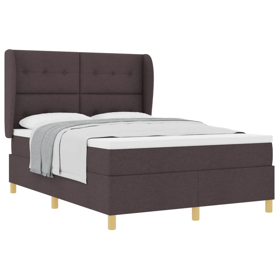 vidaXL Boxspringbett mit Matratze in Dunkelgrau und Dunkelbraun, B/T/H: 90 x 190 x 34 cm - Bild 2