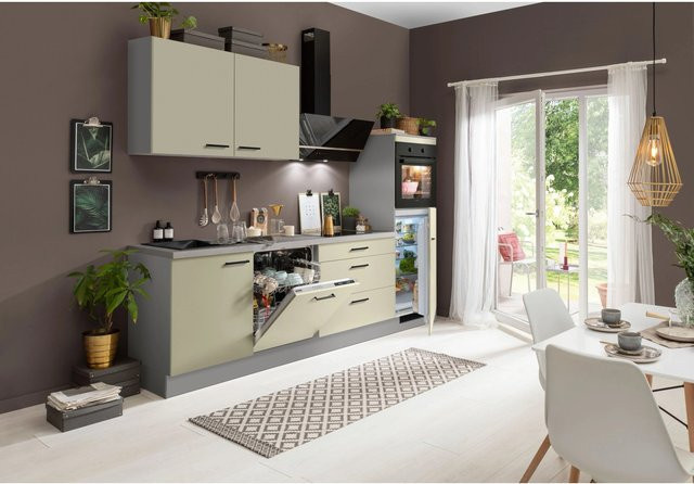 Impuls Küchen Küchenzeile IKC1280H6 in Space Grey Hochglanz mit Einbaugeräten, Breite: 280 cm - Bild 1