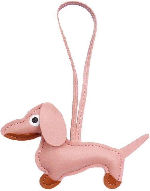 Anhänger Dackel Hund, PU-Leder, rosa, Unisex - Bild 1