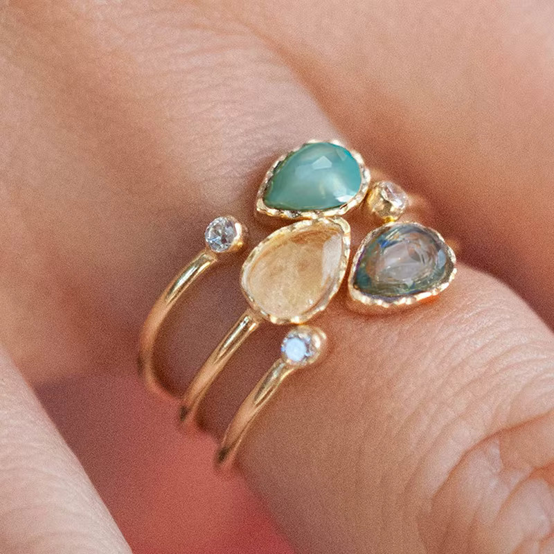 Huitan Damenring, Gold, Zirkonia, Mehrfarbig - Bild 2